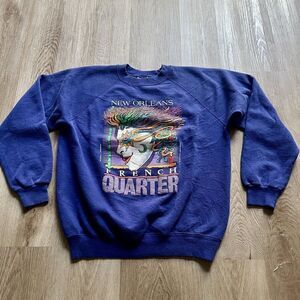 Vintage NEW ORLEANS FRENCH QUARTER 1989 Purple Crewneck Sweatshirt Large Unisex
